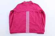 Women's Adidas Embroidered Logo Pink & White Striped Zip Up Jacket - Jacket - Thrifted Threads