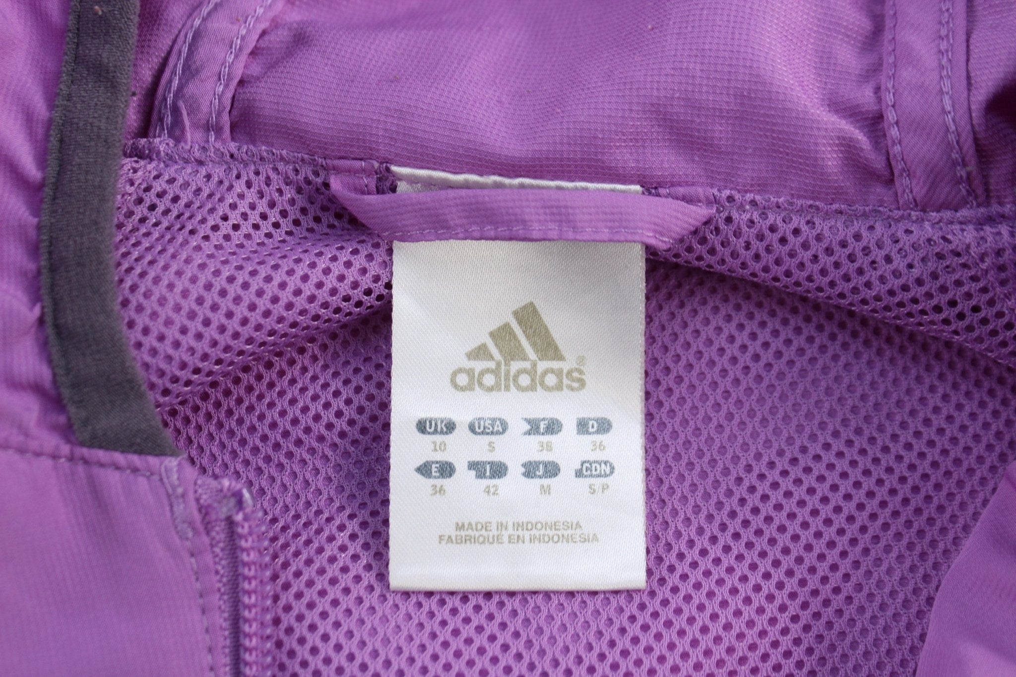 Women's Adidas Embroidered Logo Purple Full Zip Windbreaker - Jacket - Thrifted Threads