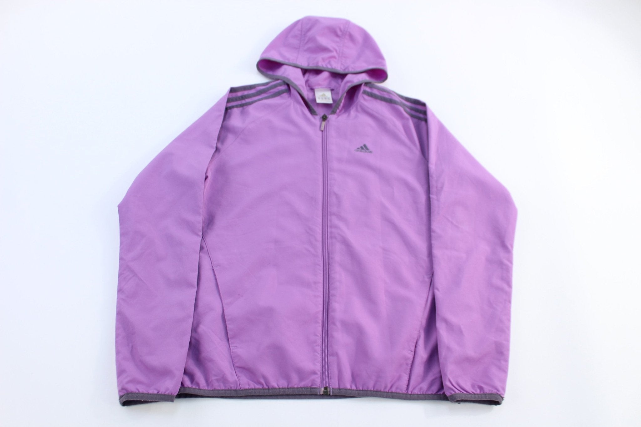 Women's Adidas Embroidered Logo Purple Full Zip Windbreaker - Jacket - Thrifted Threads