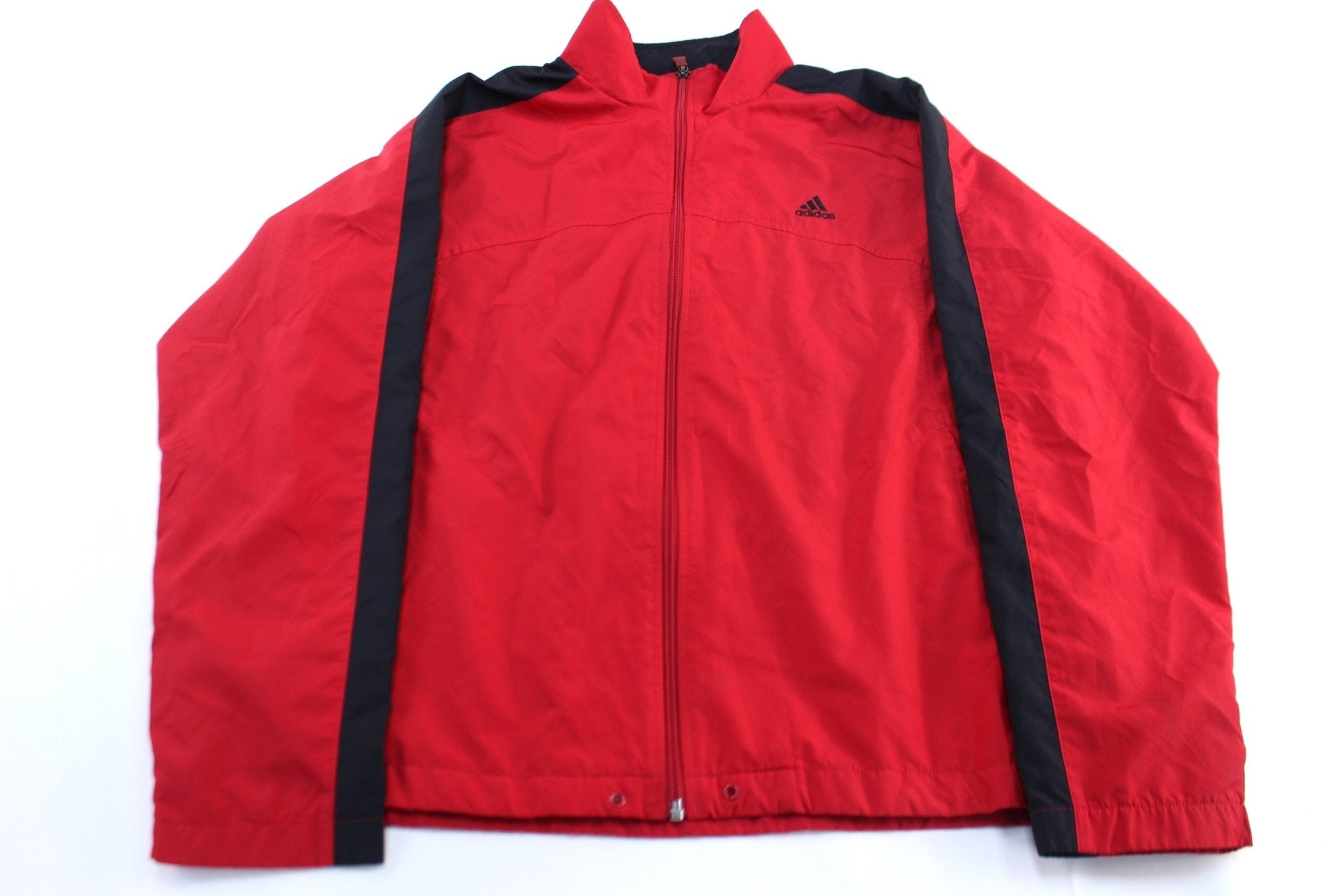 Women's Adidas Embroidered Logo Red & Black Zip Up Jacket - Jacket - Thrifted Threads