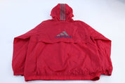 Women's Adidas Embroidered Logo Red & Grey Striped Zip Up Jacket - Jackets - Thrifted Threads