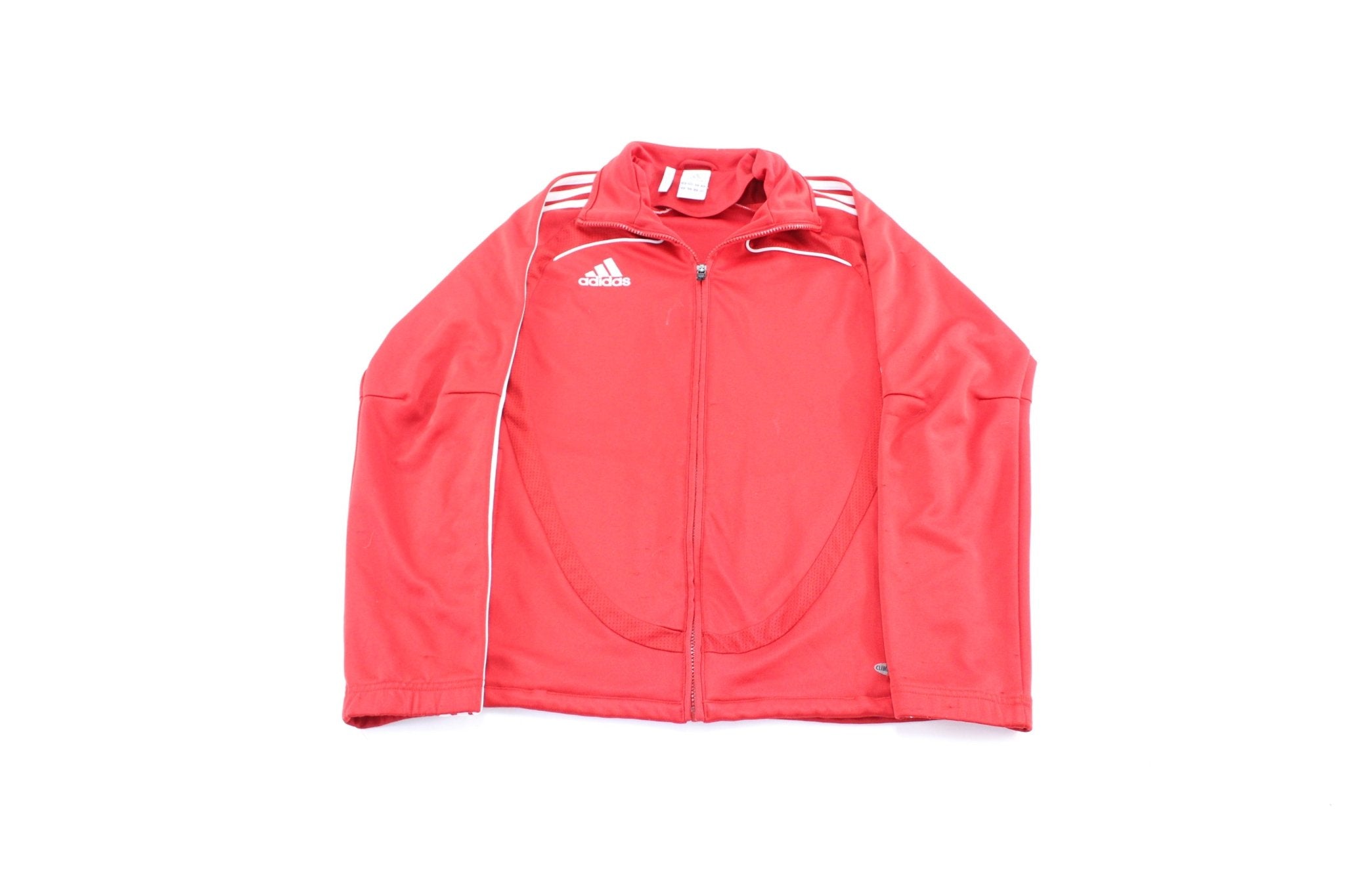 Women's Adidas Embroidered Logo Red & White Track Jacket - ThriftedThreads.com