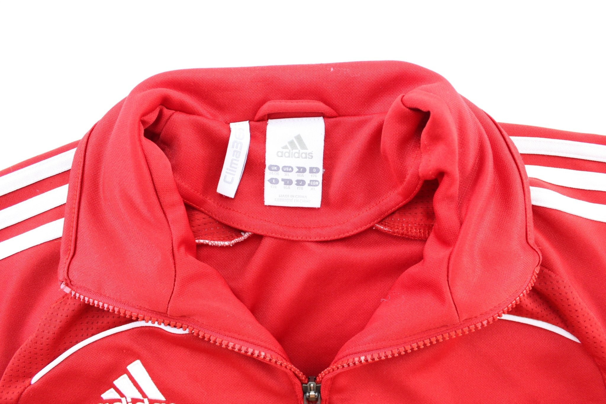 Women's Adidas Embroidered Logo Red & White Track Jacket - ThriftedThreads.com