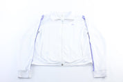 Women's Adidas Embroidered Logo White & Purple Striped Zip Up Jacket - ThriftedThreads.com