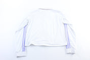 Women's Adidas Embroidered Logo White & Purple Striped Zip Up Jacket - ThriftedThreads.com