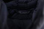Women's Arc'teryx Logo Black Hooded Puffer Vest - ThriftedThreads.com