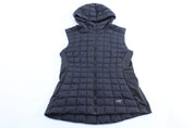 Women's Arc'teryx Logo Black Hooded Puffer Vest - ThriftedThreads.com