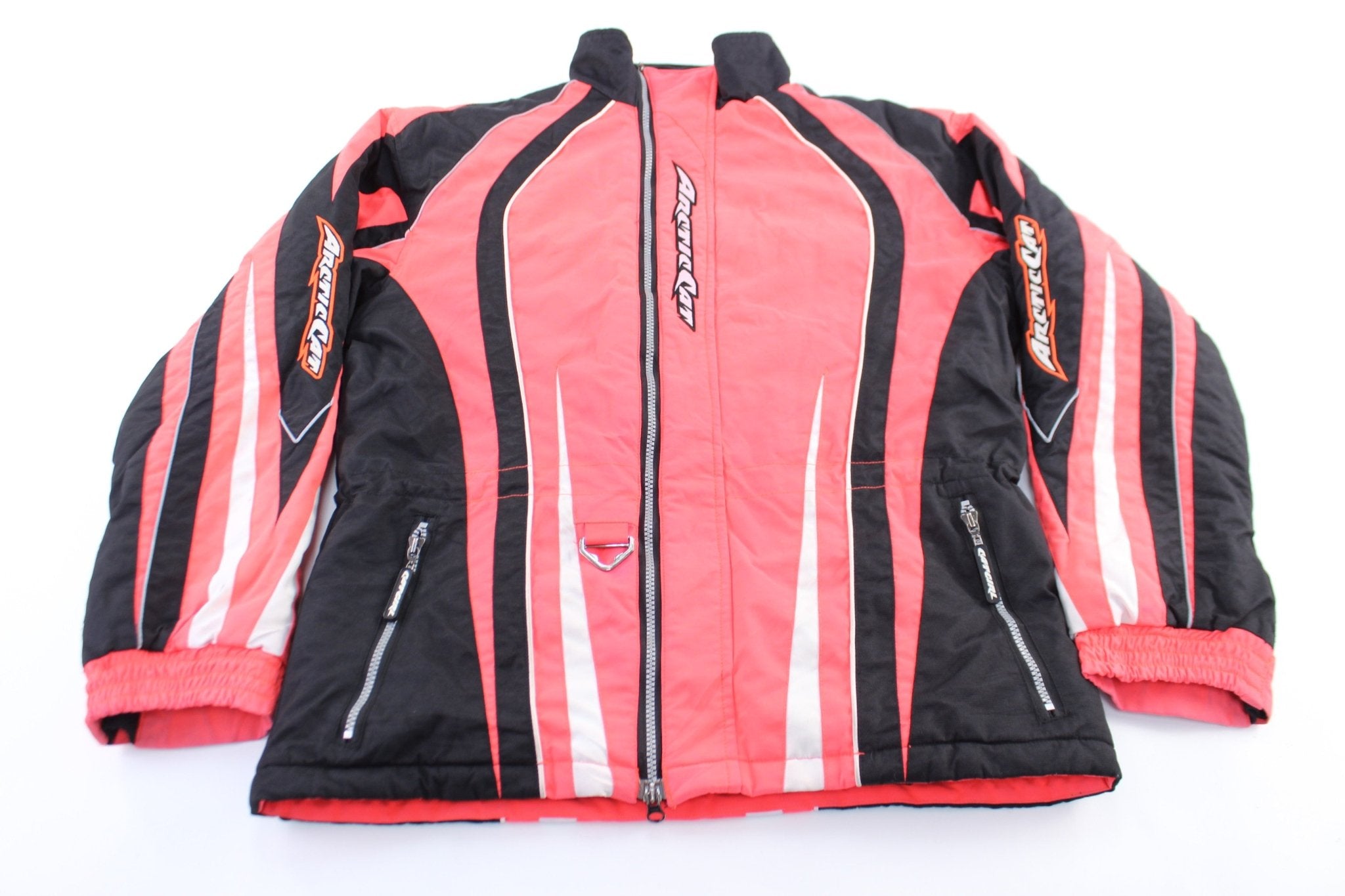 Women's Arcticwear Embroidered Black & Pink Zip Up Jacket - ThriftedThreads.com
