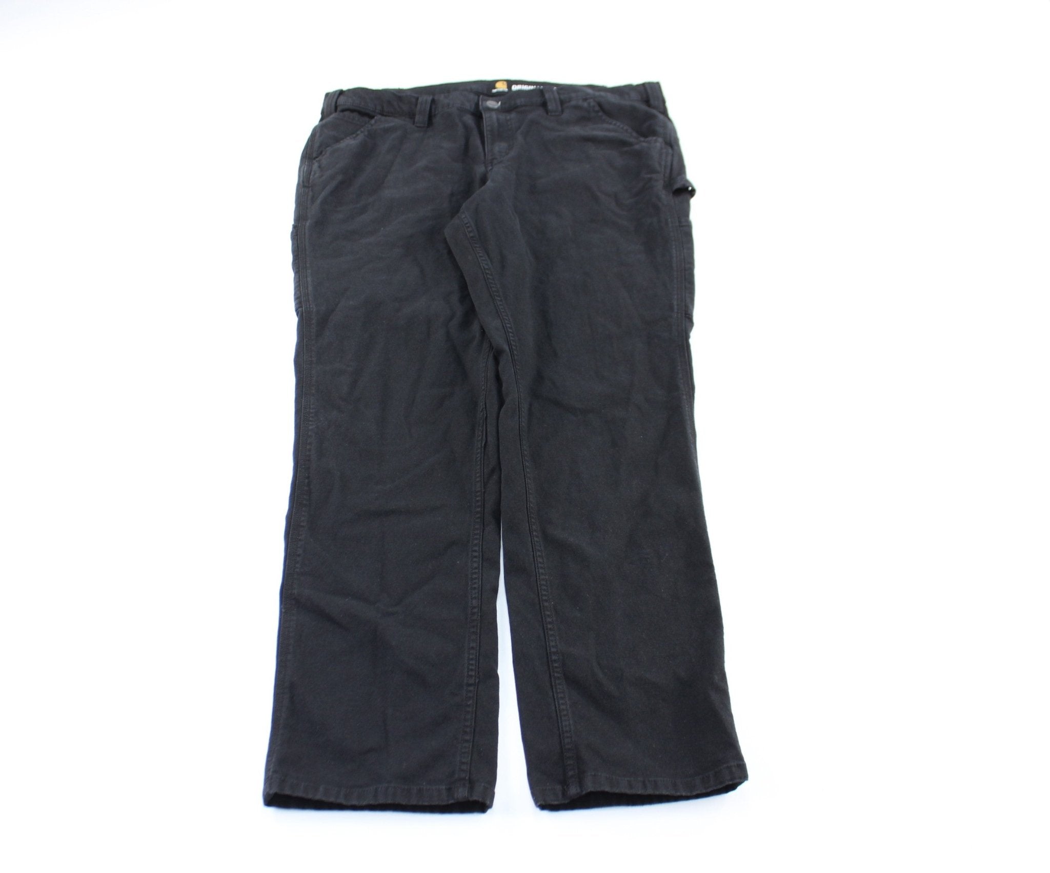 Women's Carhartt Logo Patch Black Cargo Pants - ThriftedThreads.com