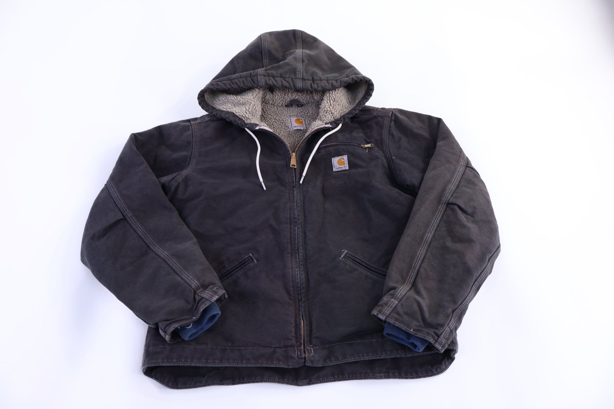 Women's Carhartt Logo Patch Black Full Zip Jacket - Jacket - Thrifted Threads