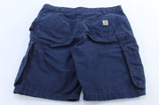 Women's Carhartt Logo Patch Blue Cargo Shorts - ThriftedThreads.com