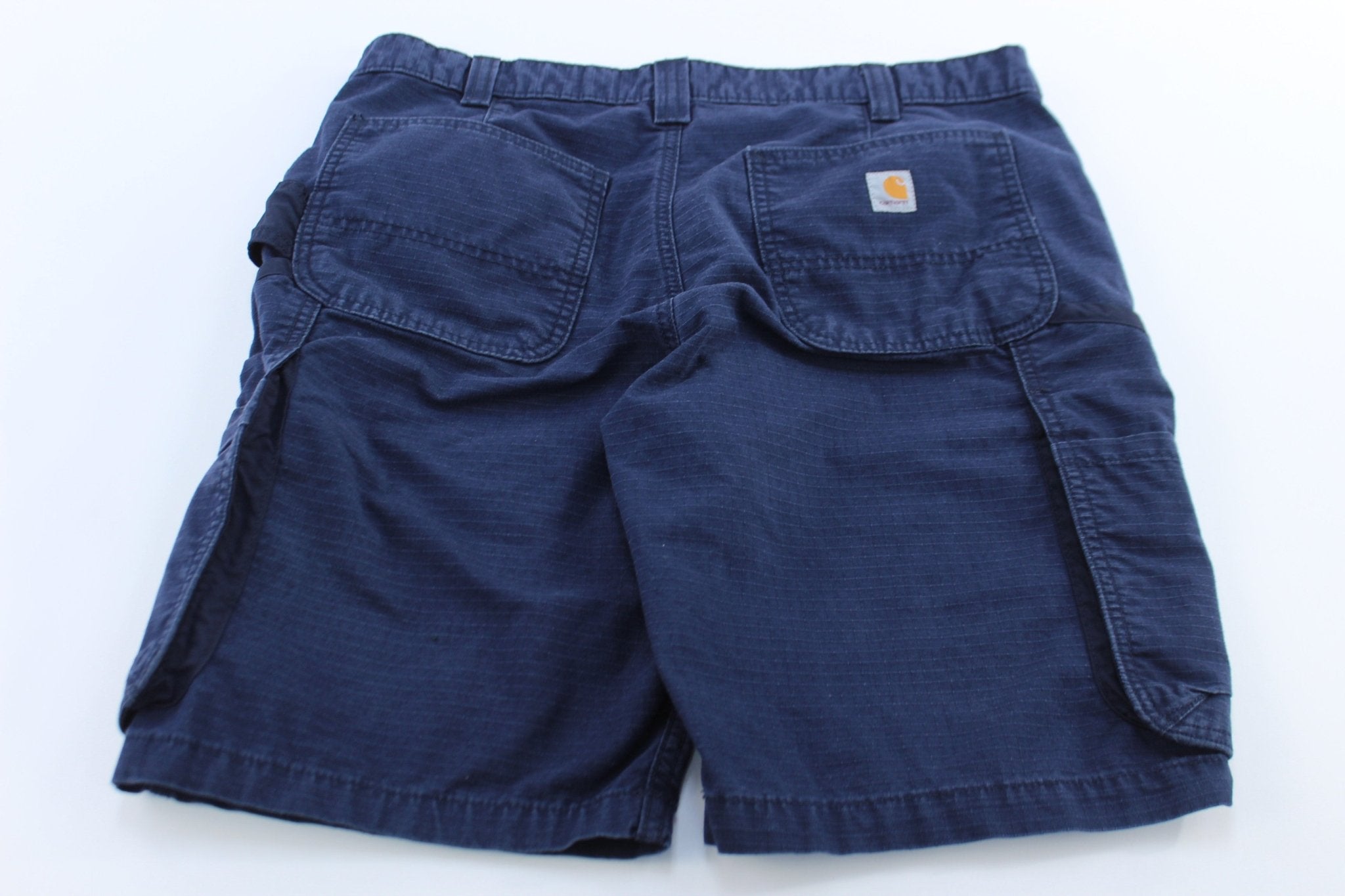 Women's Carhartt Logo Patch Blue Cargo Shorts - ThriftedThreads.com