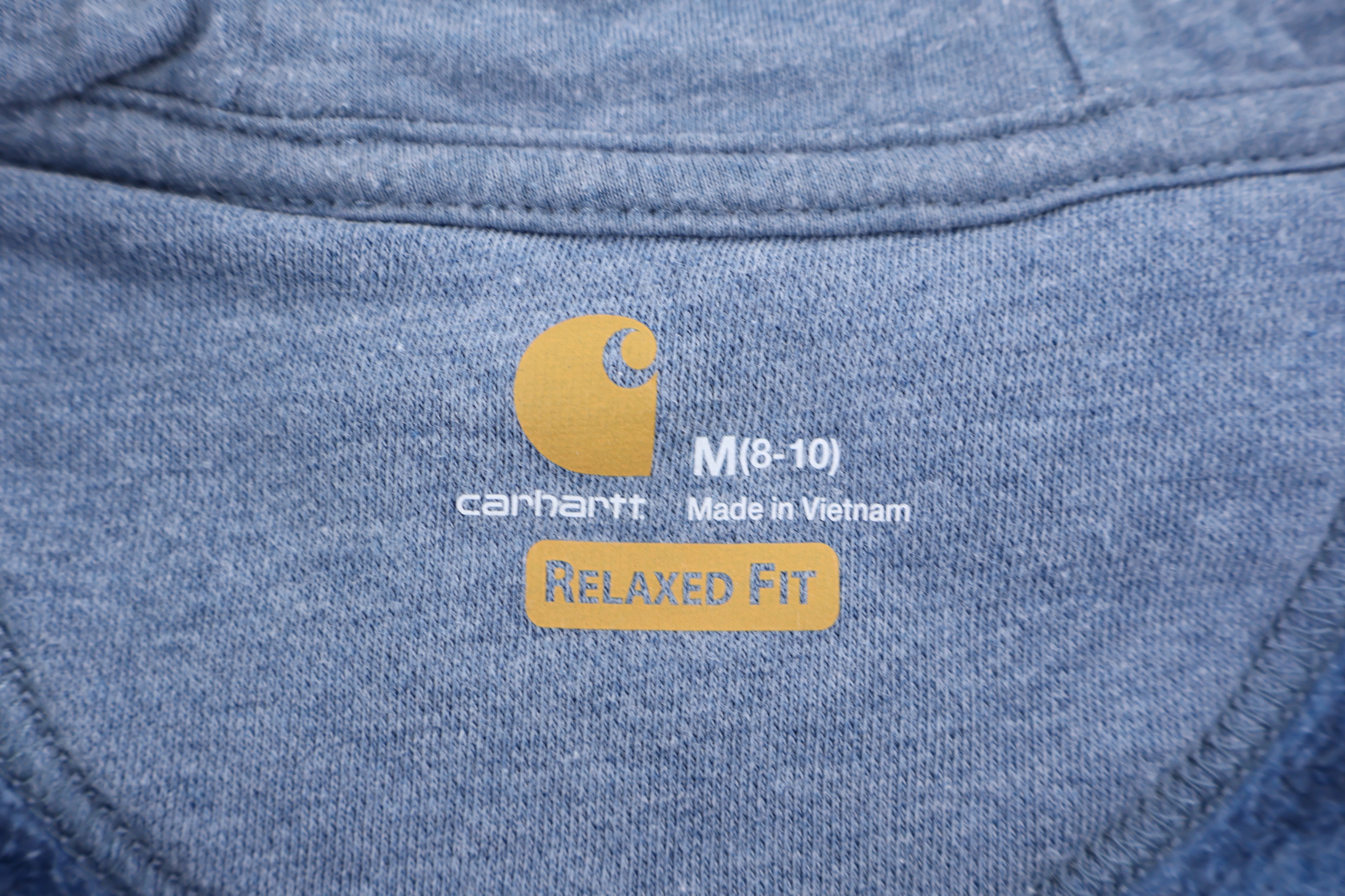 Women's Carhartt Logo Patch Blue Full Zip Hoodie - Jacket - Thrifted Threads