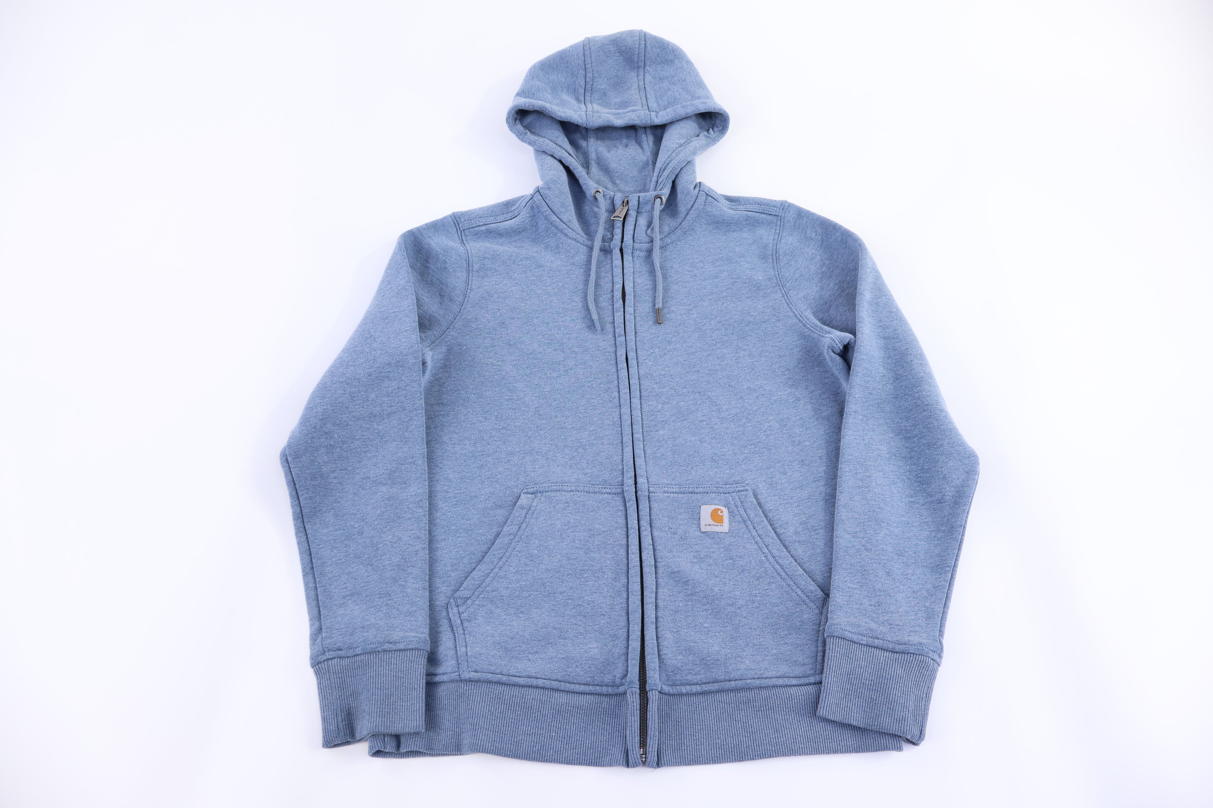 Women's Carhartt Logo Patch Blue Full Zip Hoodie - Jacket - Thrifted Threads