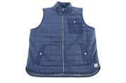 Women's Carhartt Logo Patch Blue & Green Reversible Vest - ThriftedThreads.com