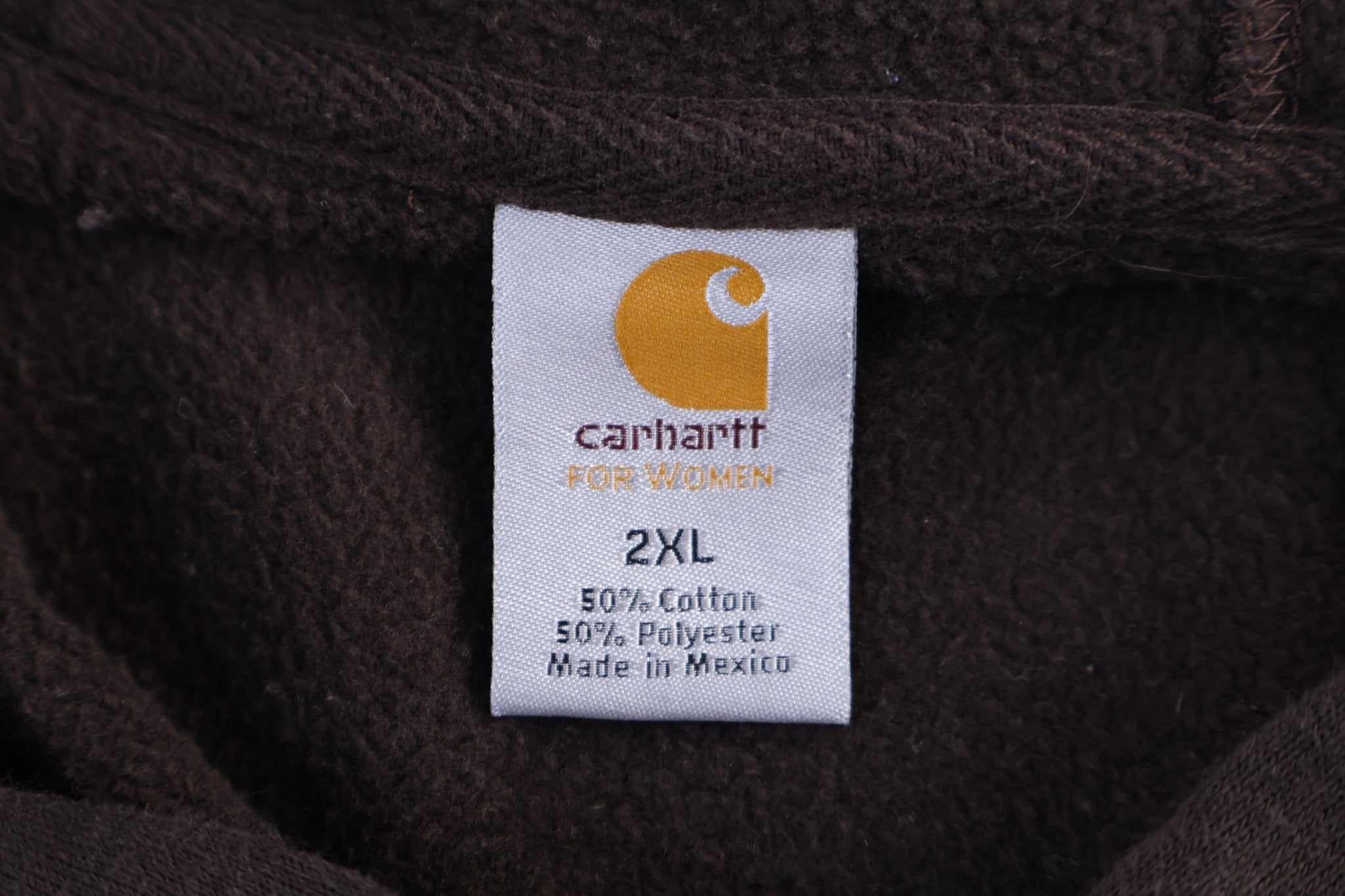 Women's Carhartt Logo Patch Brown Pullover Hoodie - Sweatshirt - Thrifted Threads