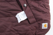 Women's Carhartt Logo Patch Burgundy & Grey Reversible Zip Up Vest - ThriftedThreads.com