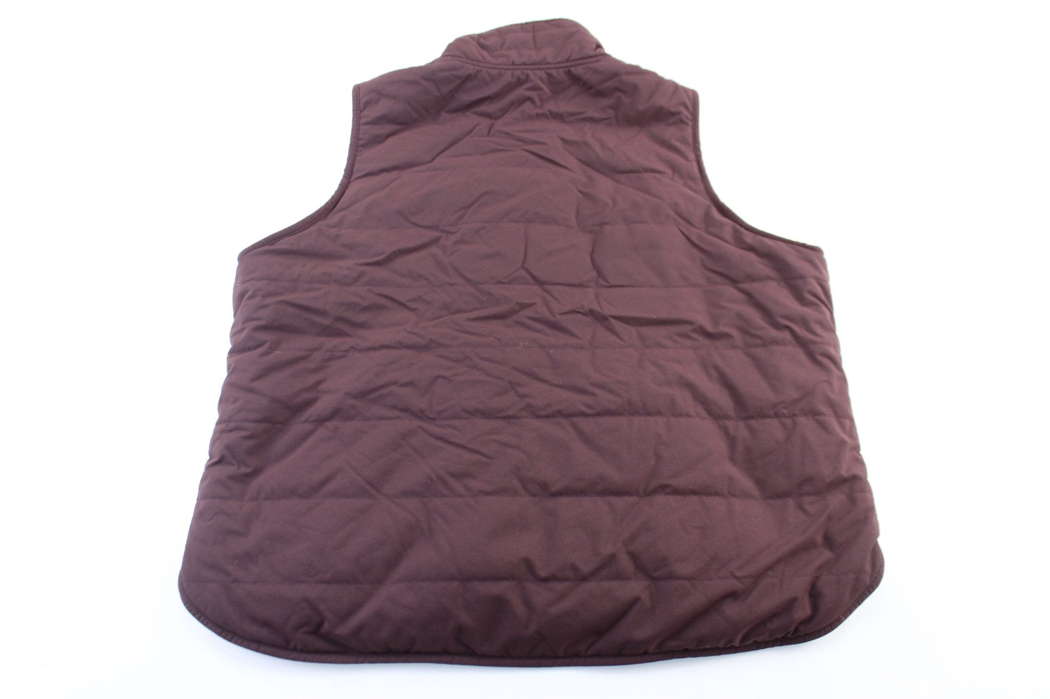 Women's Carhartt Logo Patch Burgundy & Grey Reversible Zip Up Vest - ThriftedThreads.com