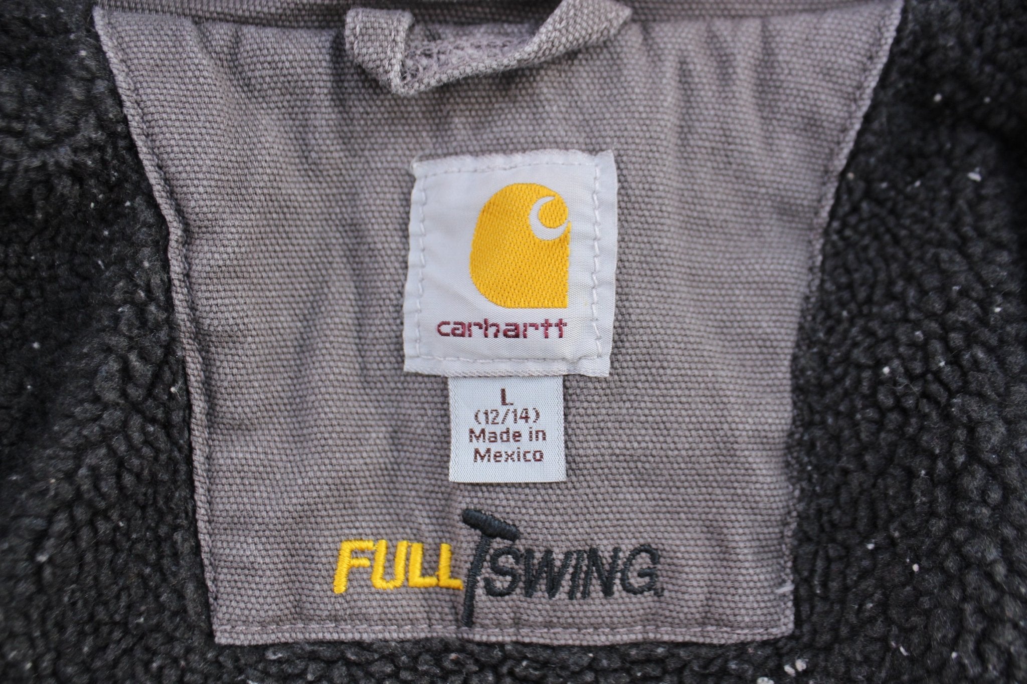 Women's Carhartt Logo Patch Grey Full Swing Caldwell Jacket - ThriftedThreads.com