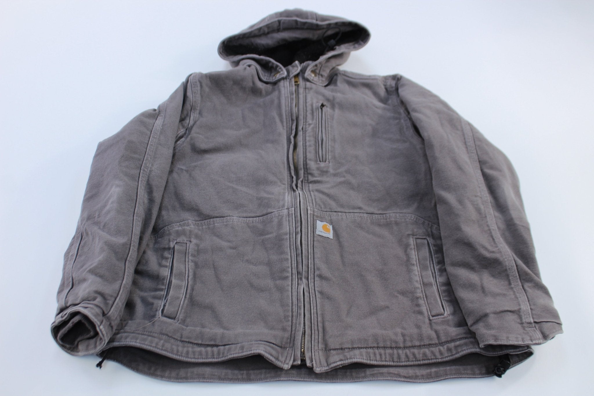 Women's Carhartt Logo Patch Grey Full Swing Caldwell Jacket - ThriftedThreads.com