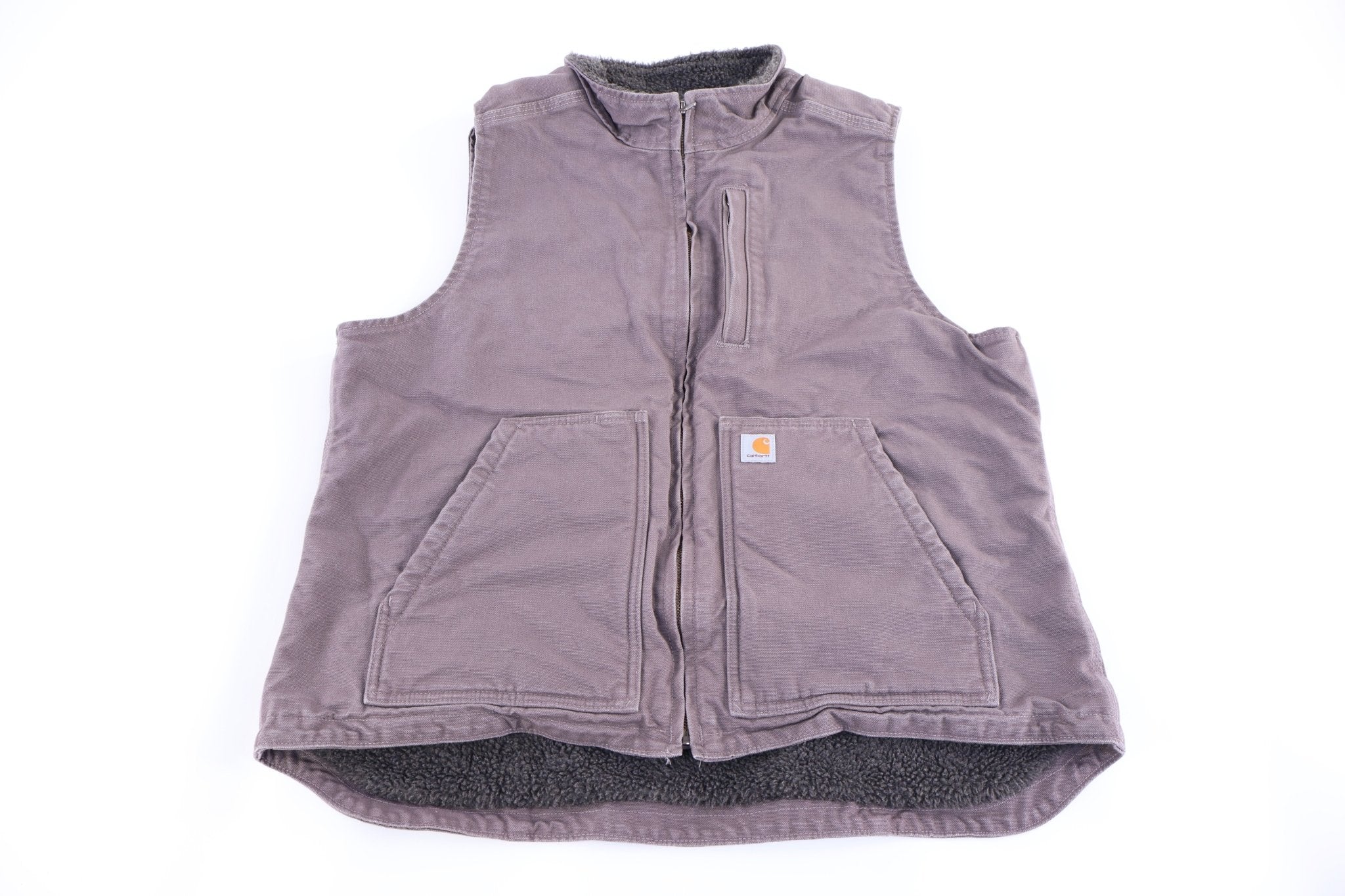 Women's Carhartt Logo Patch Grey Full Zip Vest - Vest - Thrifted Threads