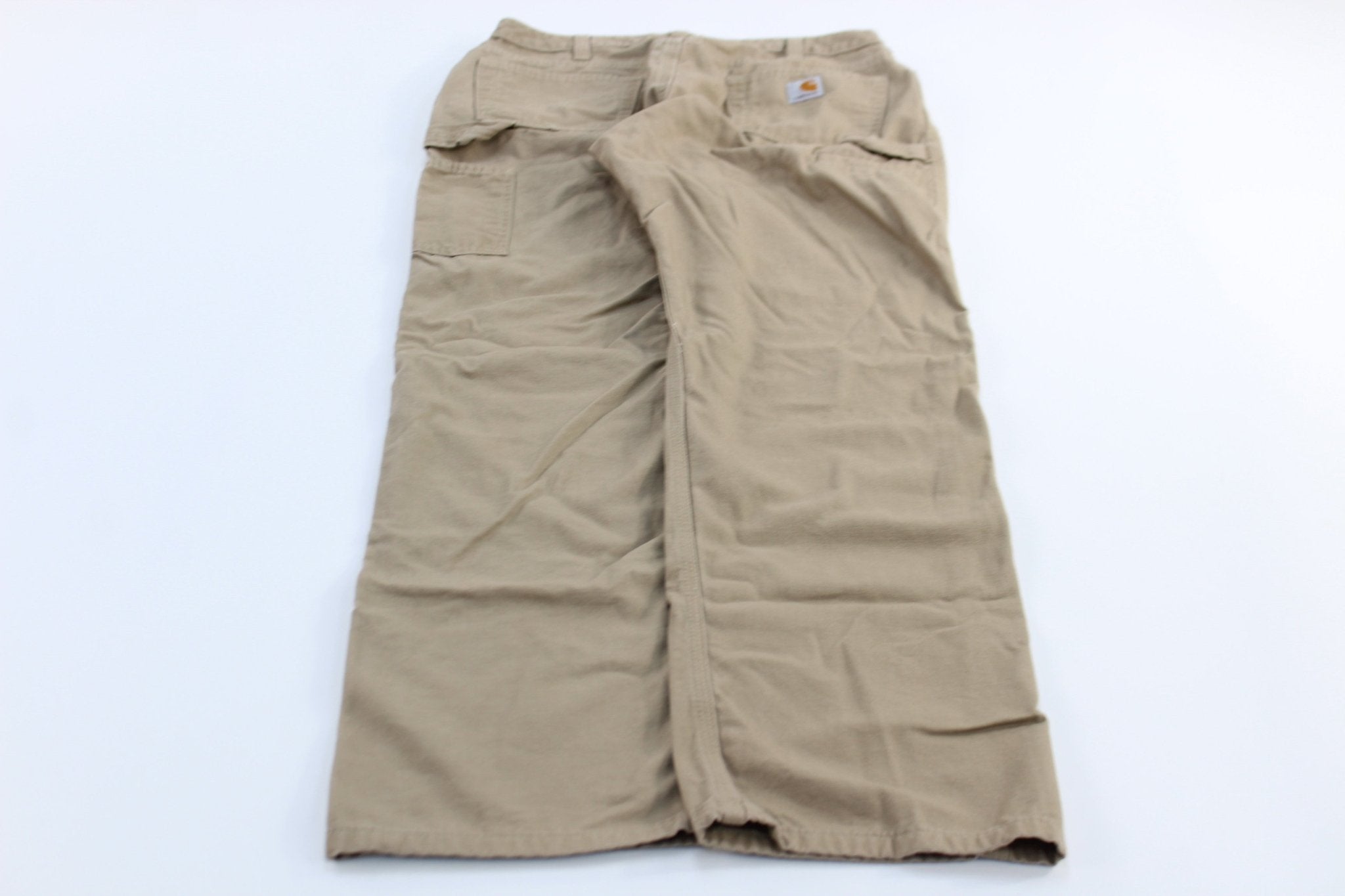 Women's Carhartt Logo Patch Khaki Carpenter Pants - ThriftedThreads.com