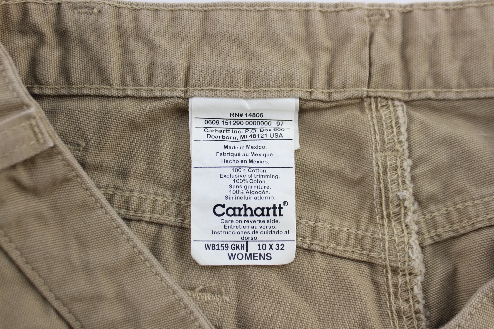 Women's Carhartt Logo Patch Khaki Carpenter Pants - ThriftedThreads.com