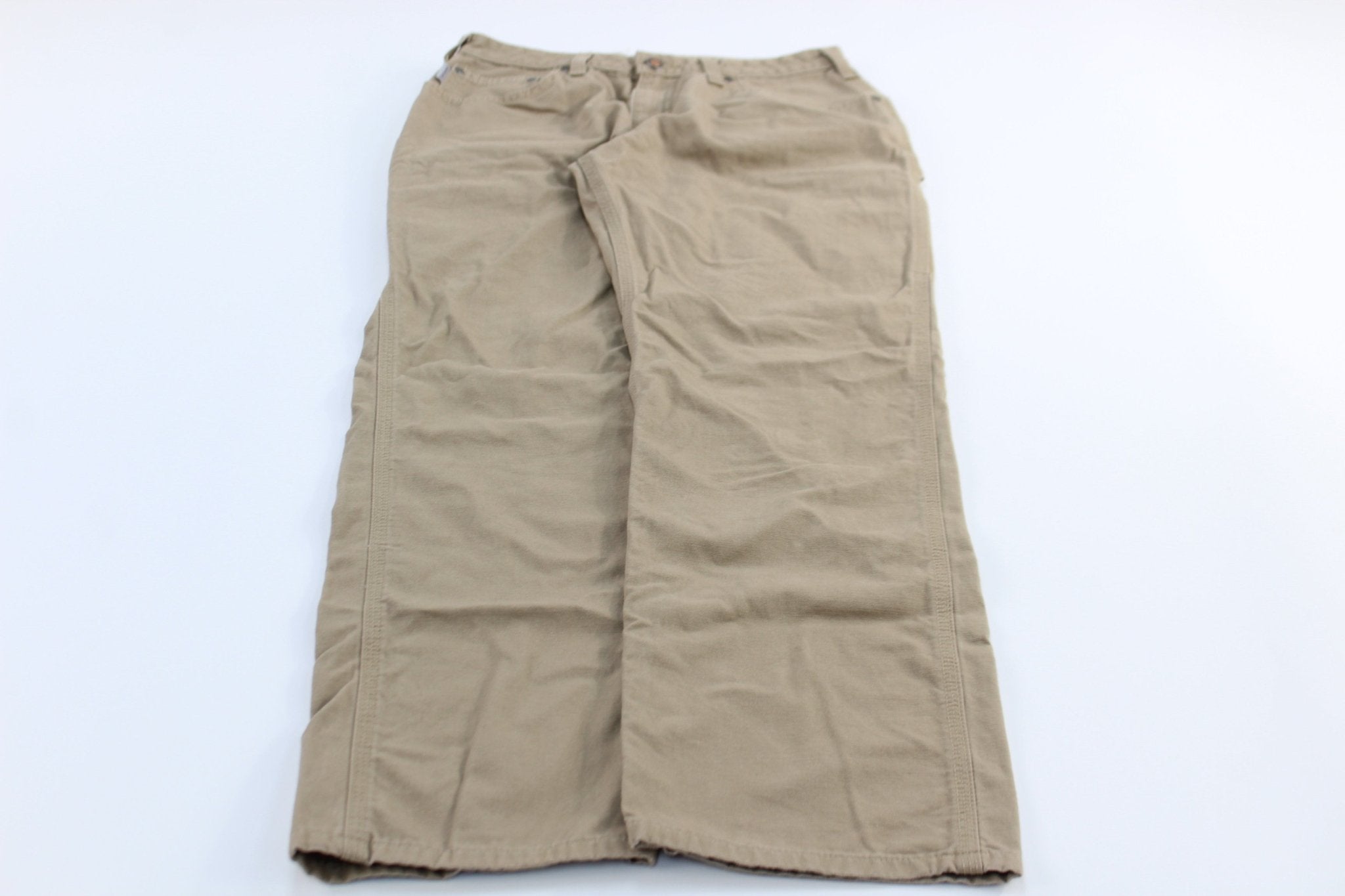 Women's Carhartt Logo Patch Khaki Carpenter Pants - ThriftedThreads.com