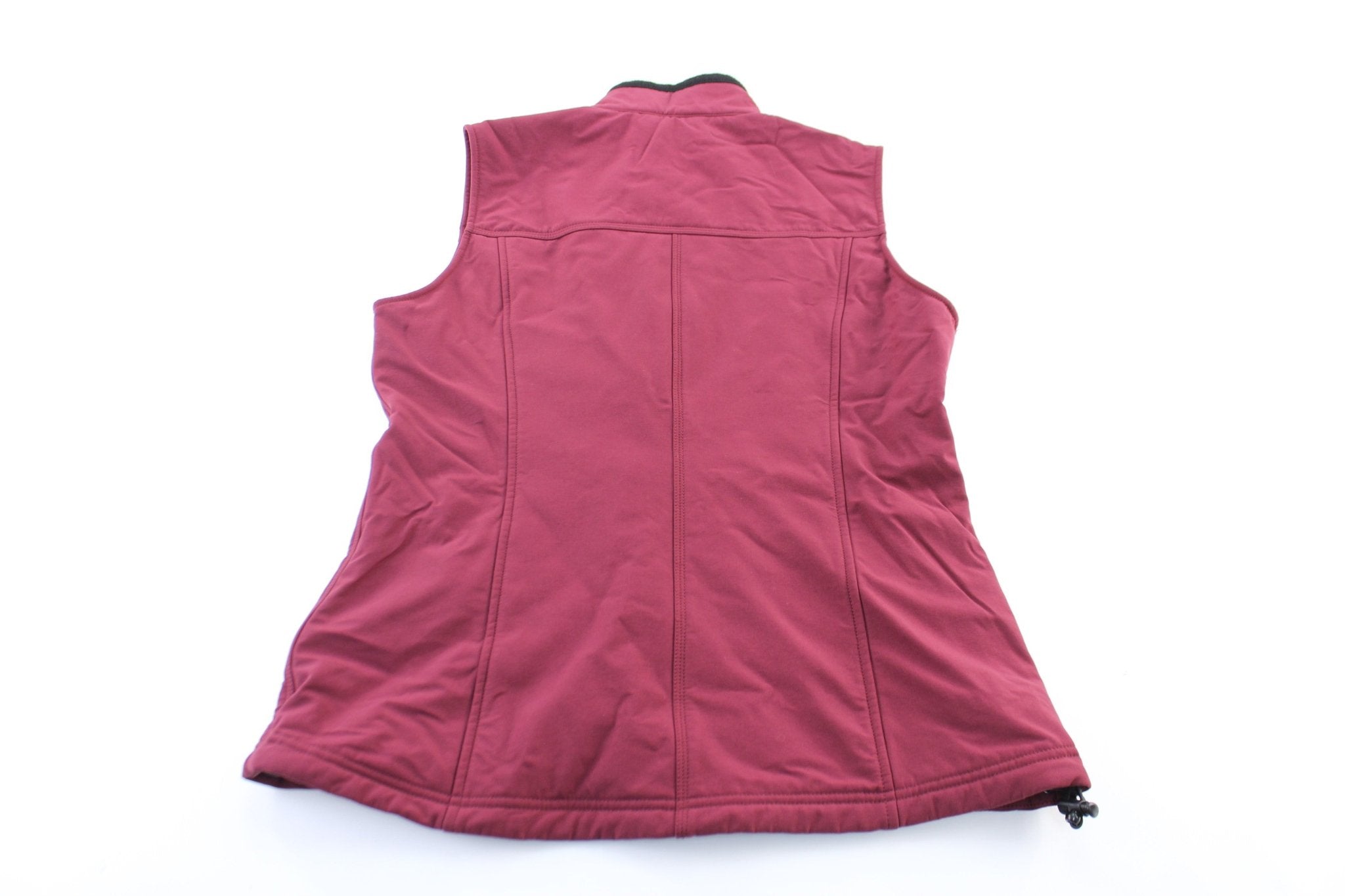 Women's Carhartt Logo Patch Maroon Zip Up Vest - ThriftedThreads.com