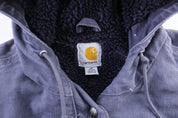 Women's Carhartt Logo Patch Navy Blue Sherpa Vest - ThriftedThreads.com