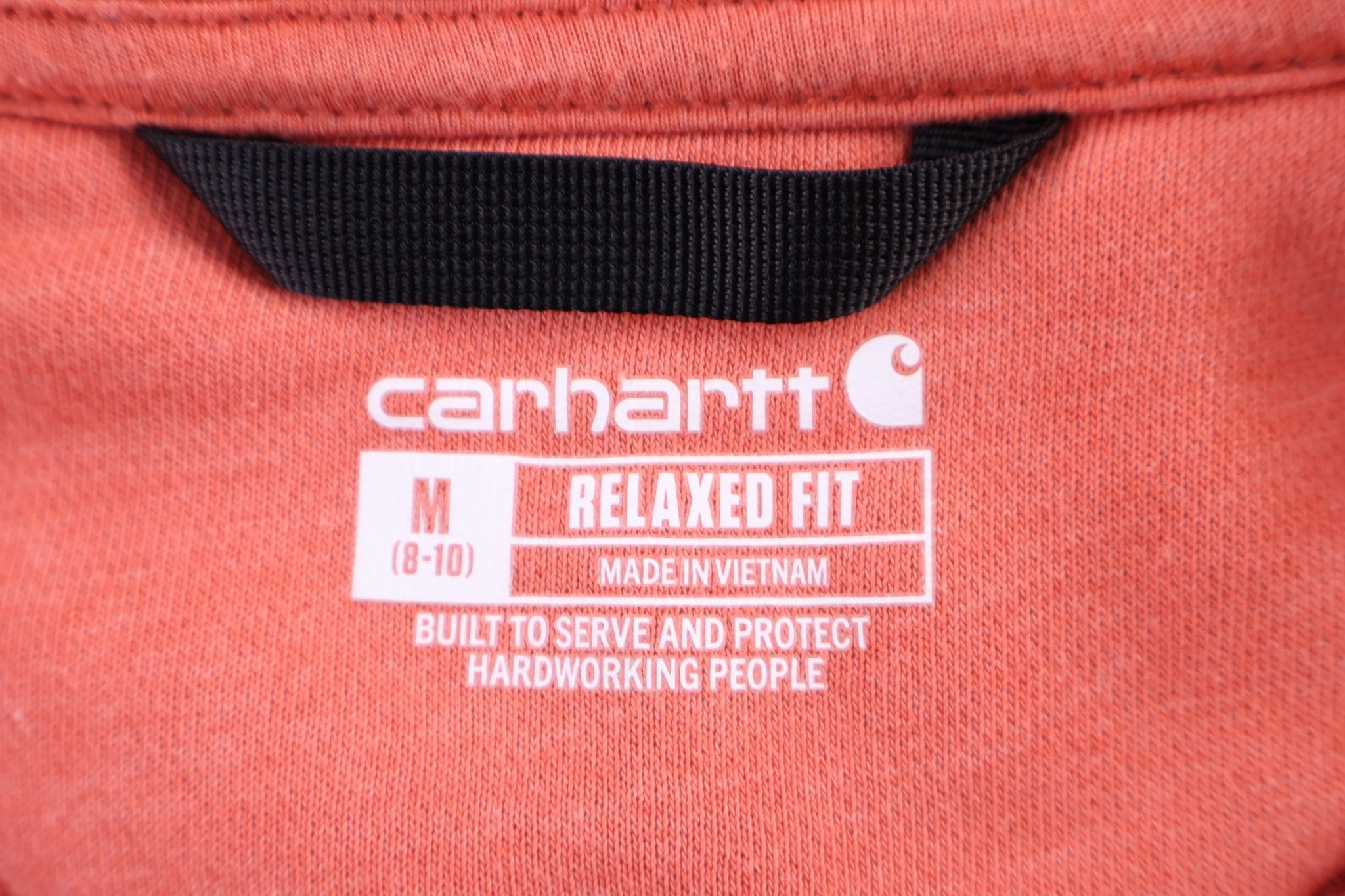 Women's Carhartt Logo Patch Orange Pullover Hoodie - Sweatshirt - Thrifted Threads