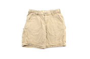 Women's Carhartt Logo Patch Tan Carpenter Shorts - ThriftedThreads.com