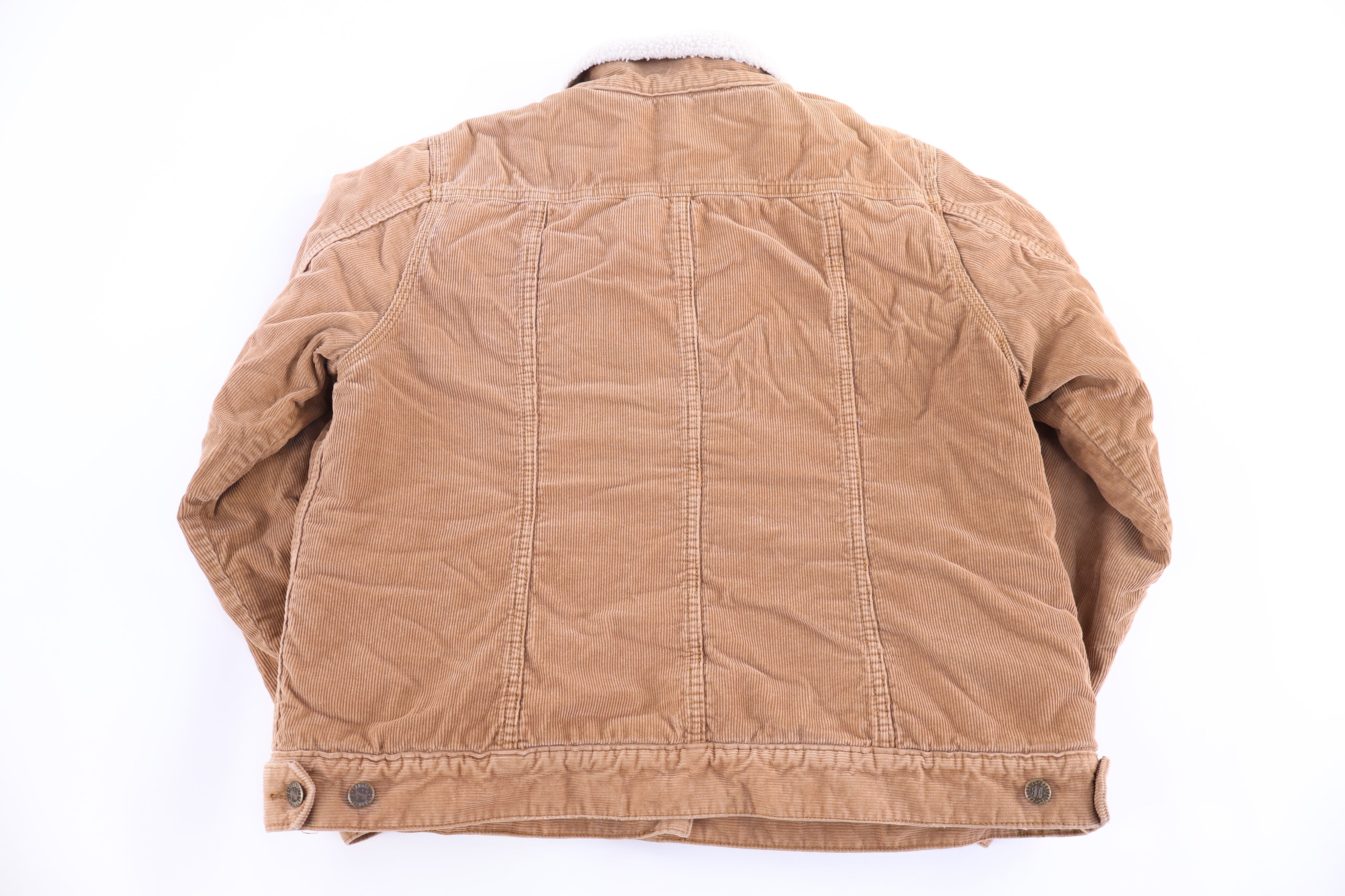 Women's Carhartt Logo Patch Tan Sherpa Lined Jacket - Jacket - Thrifted Threads