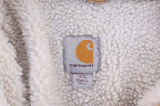 Women's Carhartt Logo Patch Tan Sherpa Lined Jacket - Jacket - Thrifted Threads