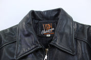 Women's Chaarm Black Leather Zip Up Jacket - ThriftedThreads.com
