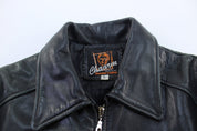 Women's Chaarm Black Leather Zip Up Jacket - Jacket - Thrifted Threads
