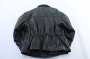 Women's Chaarm Black Leather Zip Up Jacket - Jacket - Thrifted Threads