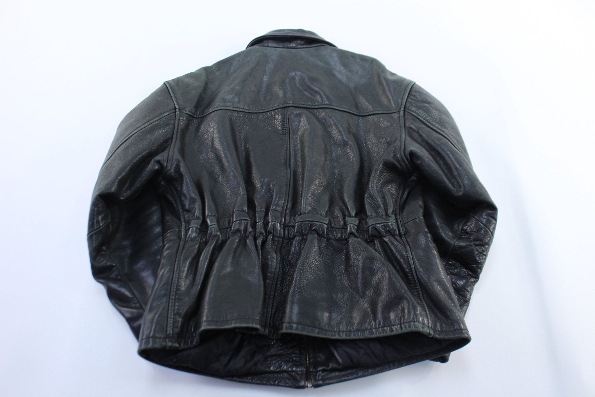 Women's Chaarm Black Leather Zip Up Jacket - Jacket - Thrifted Threads