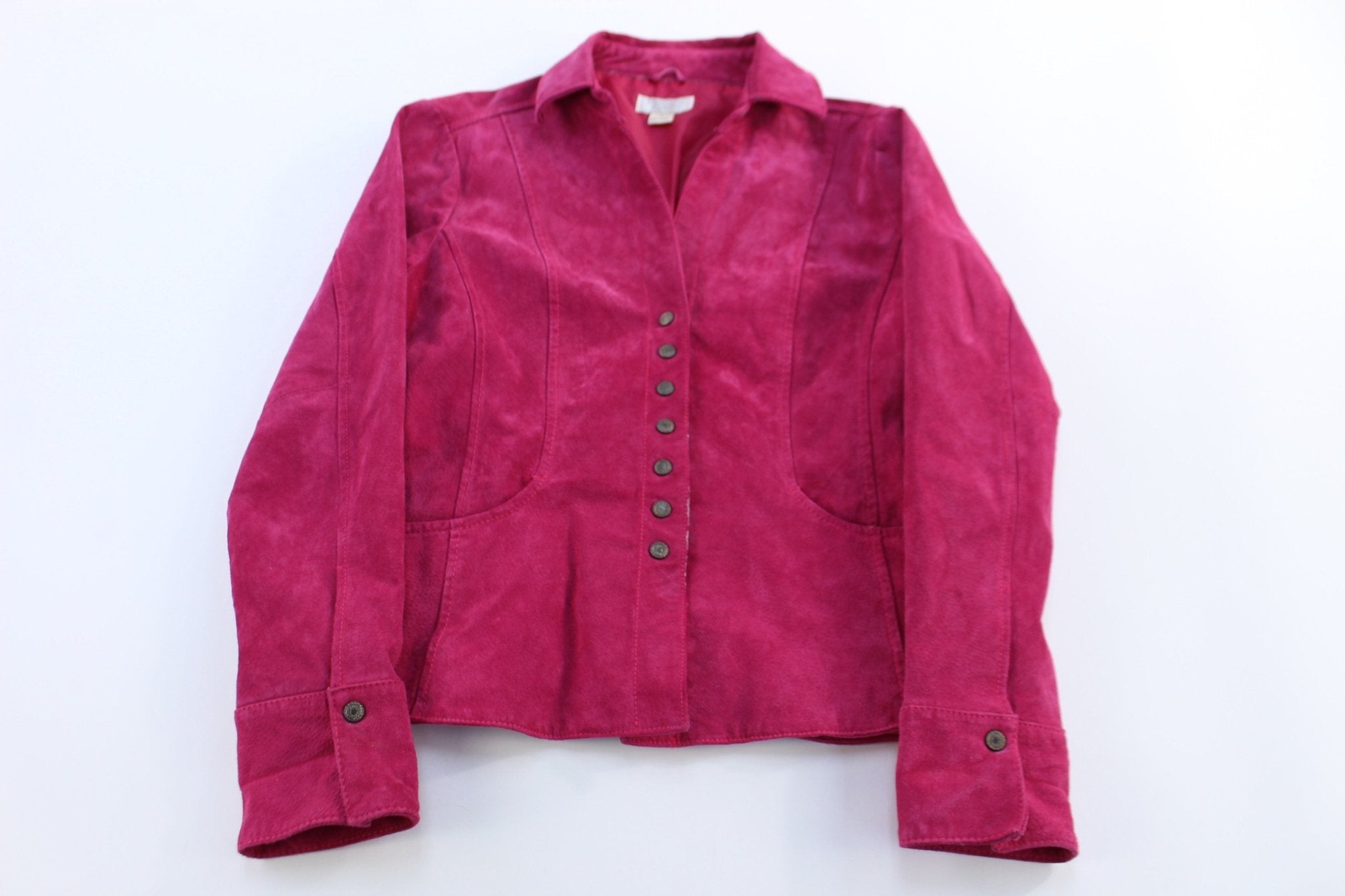 Women's Christopher & Banks Pink Leather Suede Jacket - Jacket - Thrifted Threads