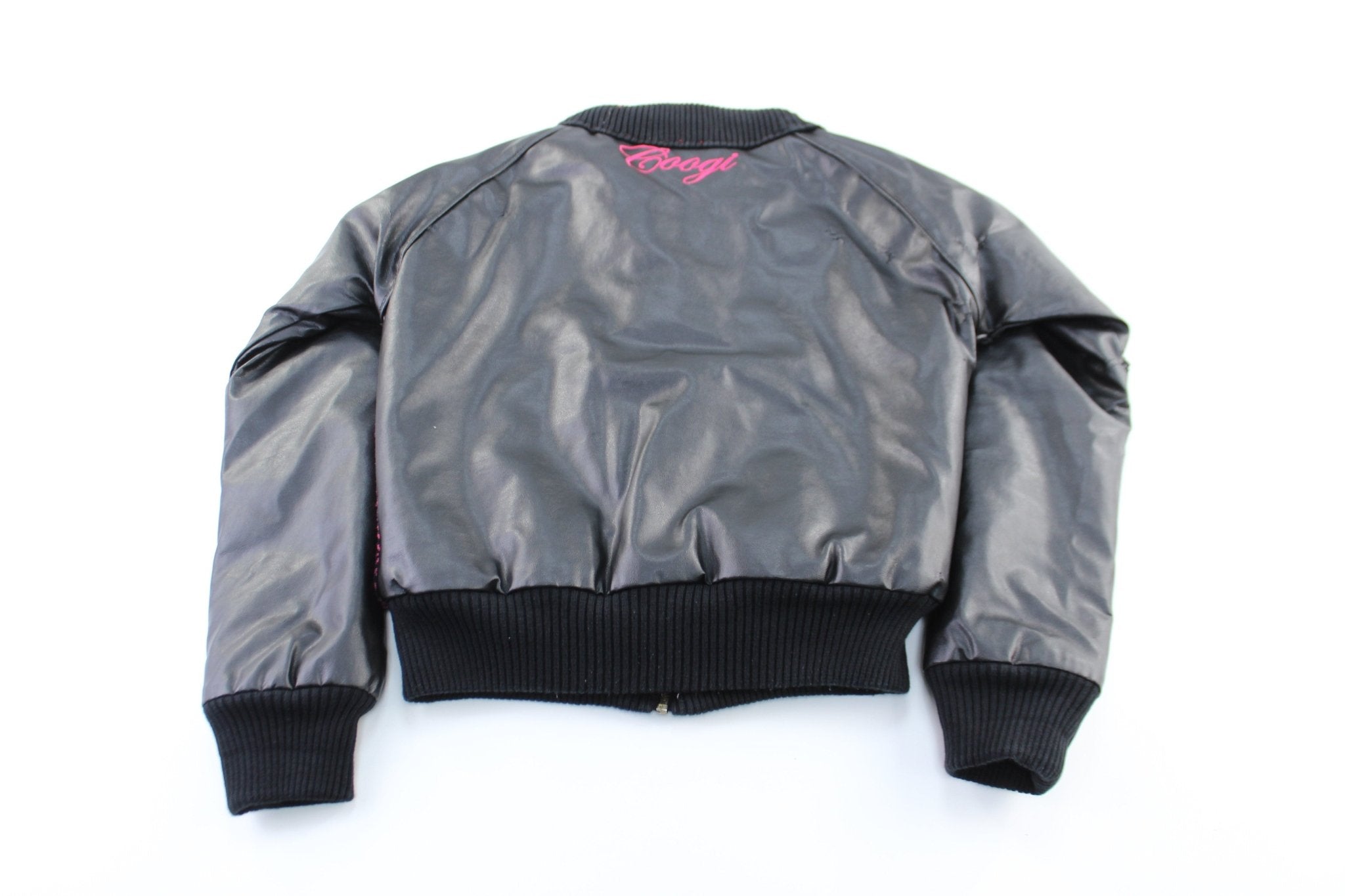 Women's Coogi Black Leather Zip Up Jacket - ThriftedThreads.com