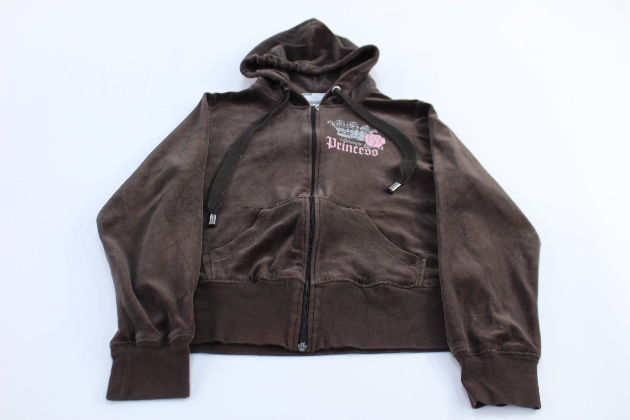 Women's Disney Princess Brown Full Zip Velour Jacket - ThriftedThreads.com