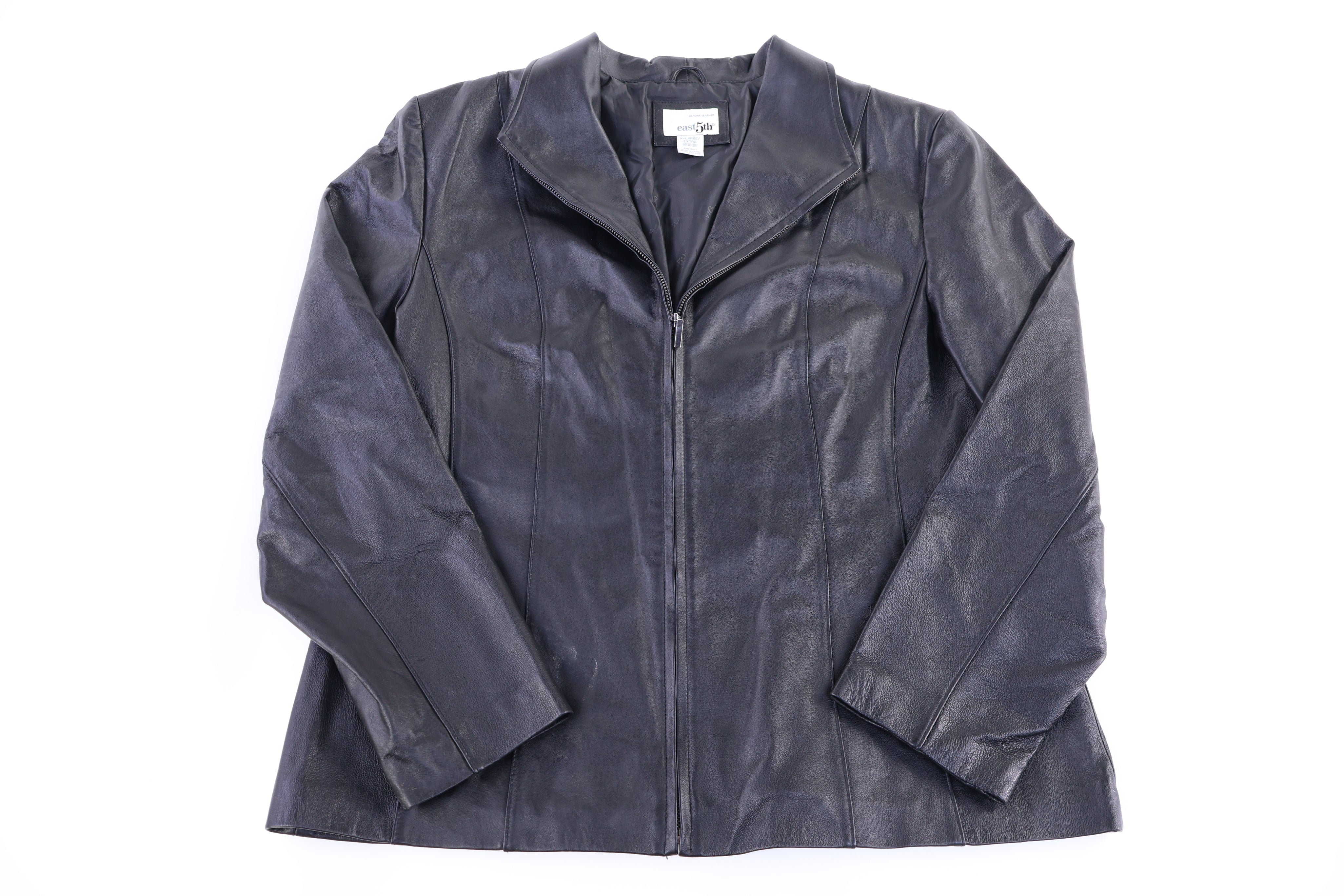 Women's East 5Th Black Full Zip Leather Jacket - Jacket - Thrifted Threads