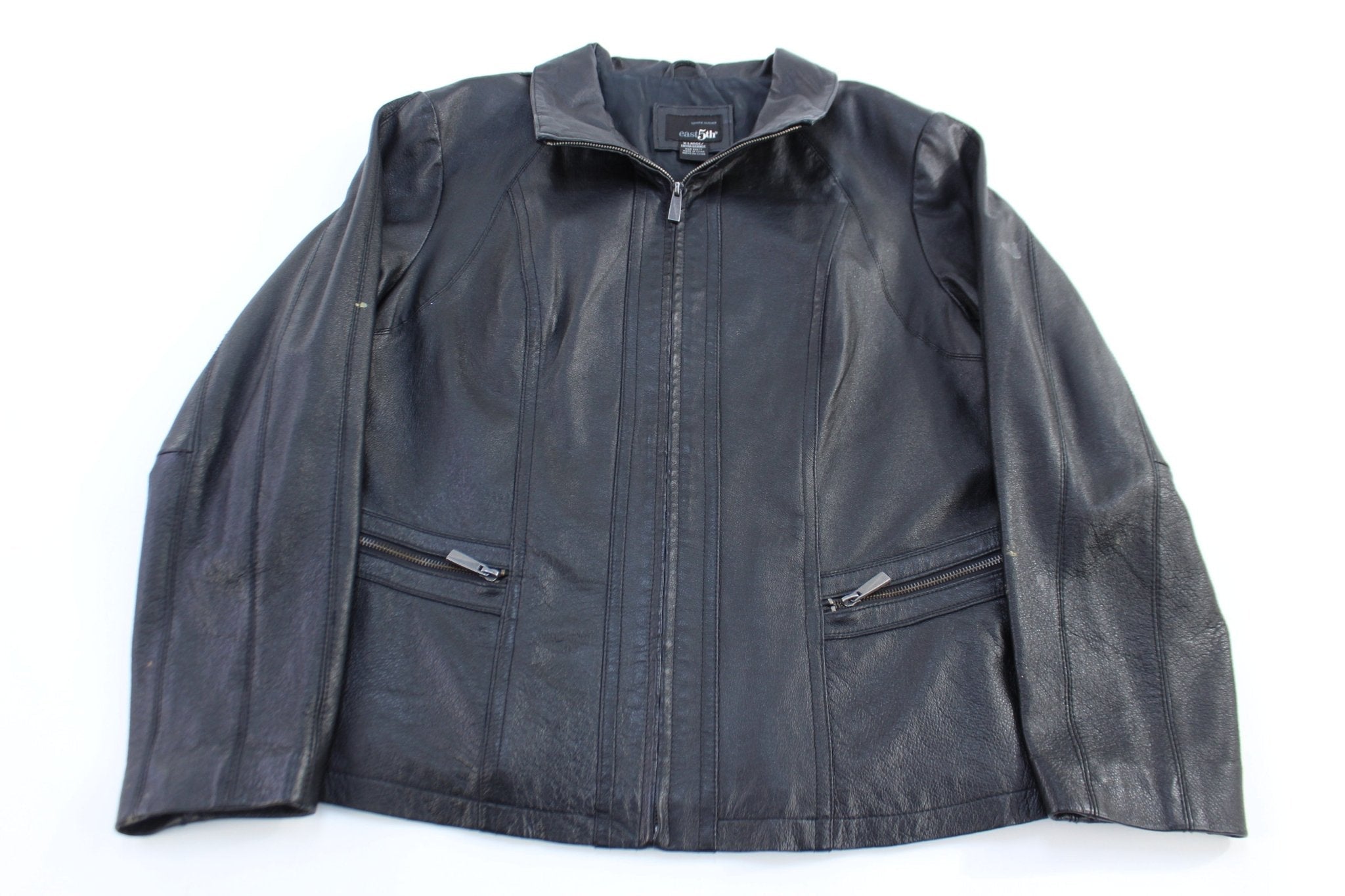 Women's East 5th Black Full Zip Leather Jacket - Jacket - Thrifted Threads