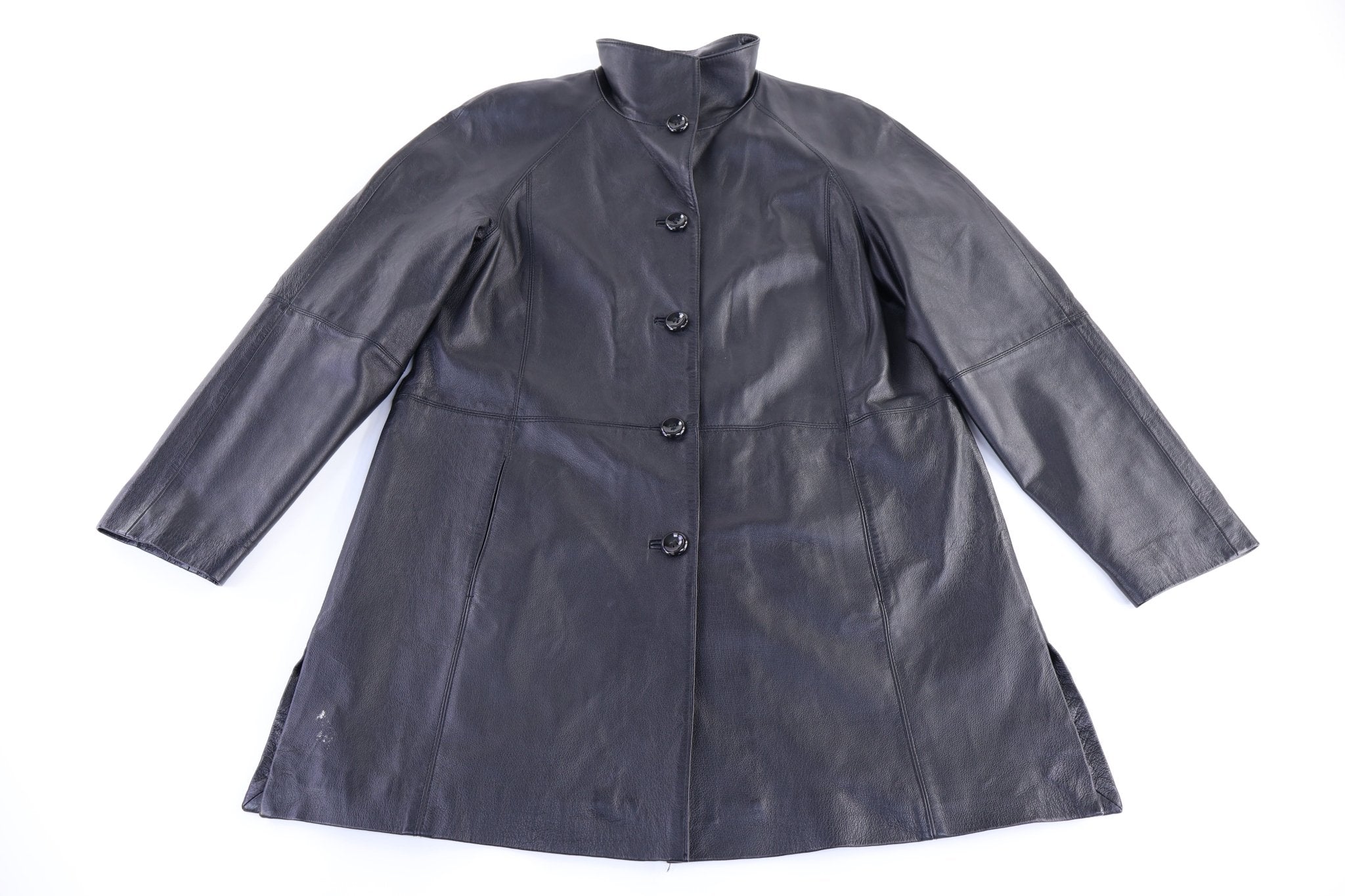 Women's East 5th Black Leather Coat - Jacket - Thrifted Threads