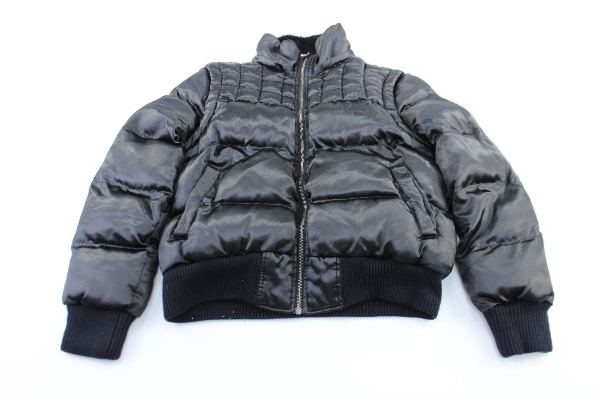 Women's Ecko Unltd. Embroidered Black Puffer Zip Up Jacket - Jackets - Thrifted Threads
