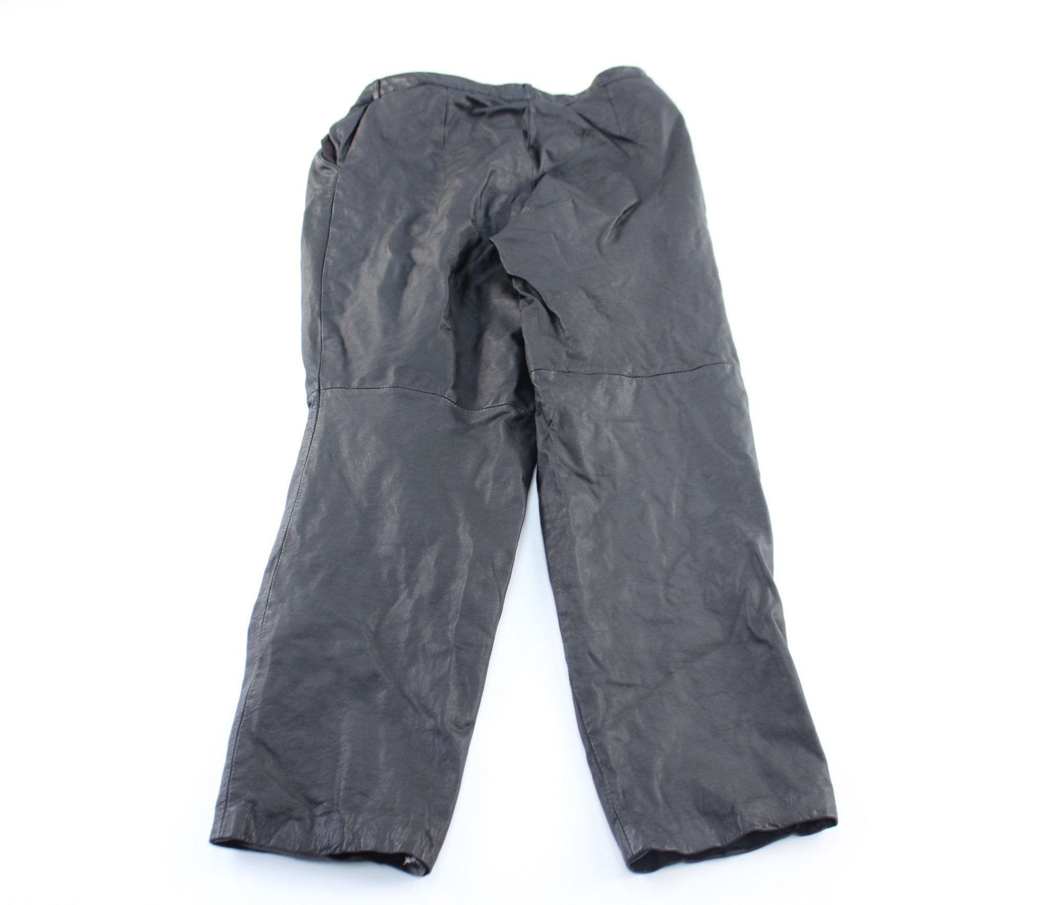 Women's Evan Davies Black Leather Pants - ThriftedThreads.com