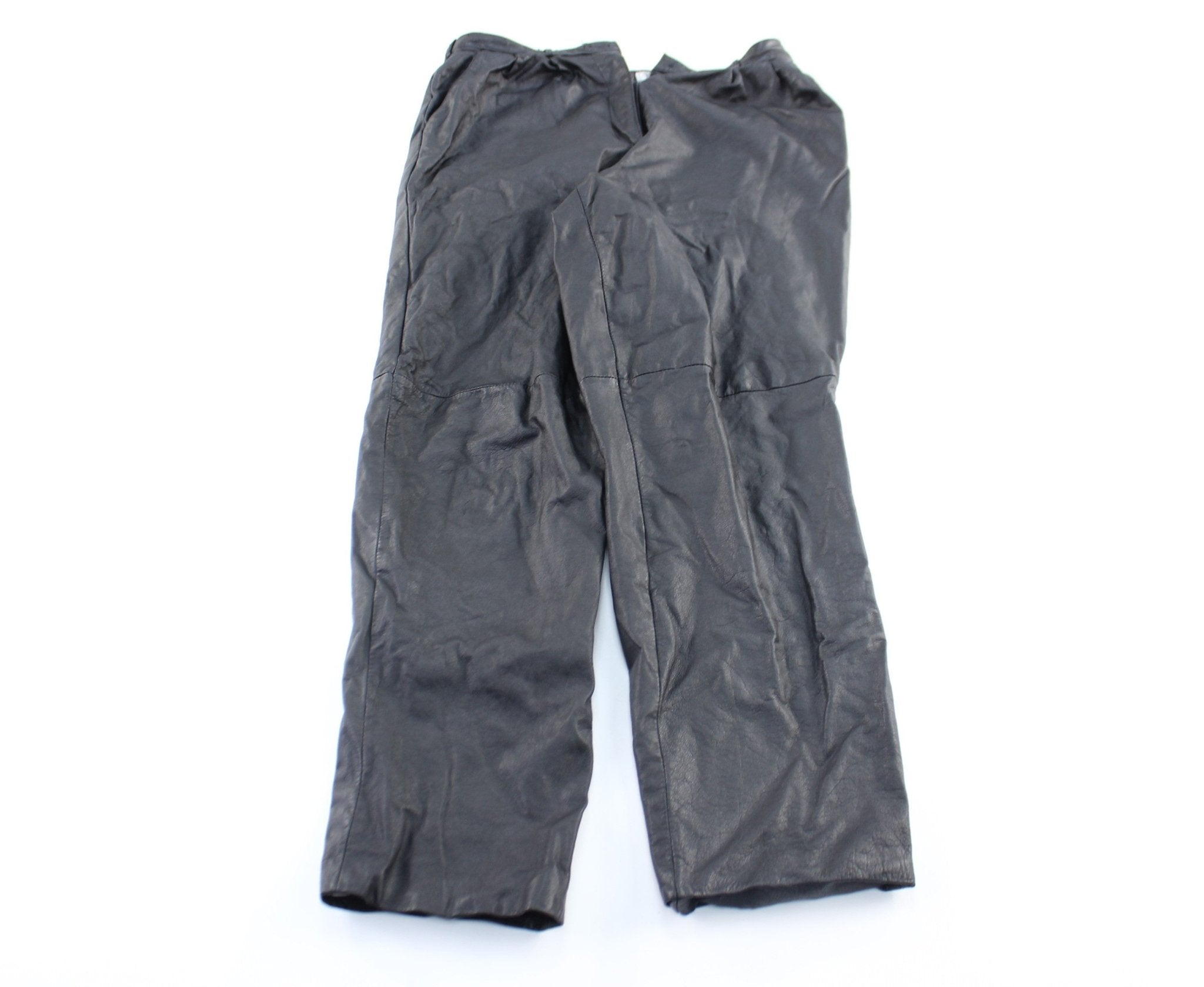 Women's Evan Davies Black Leather Pants - ThriftedThreads.com