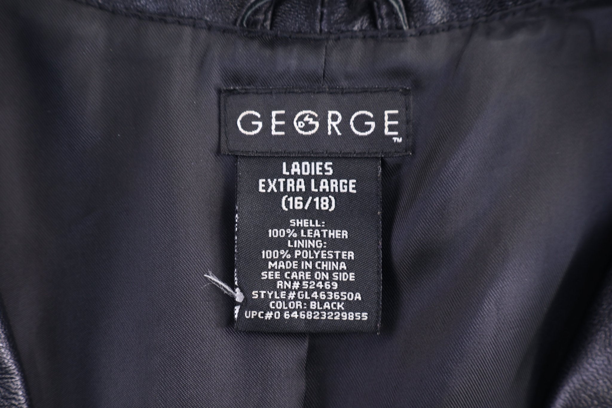 Women's George Black Full Zip Leather Jacket - Jacket - Thrifted Threads