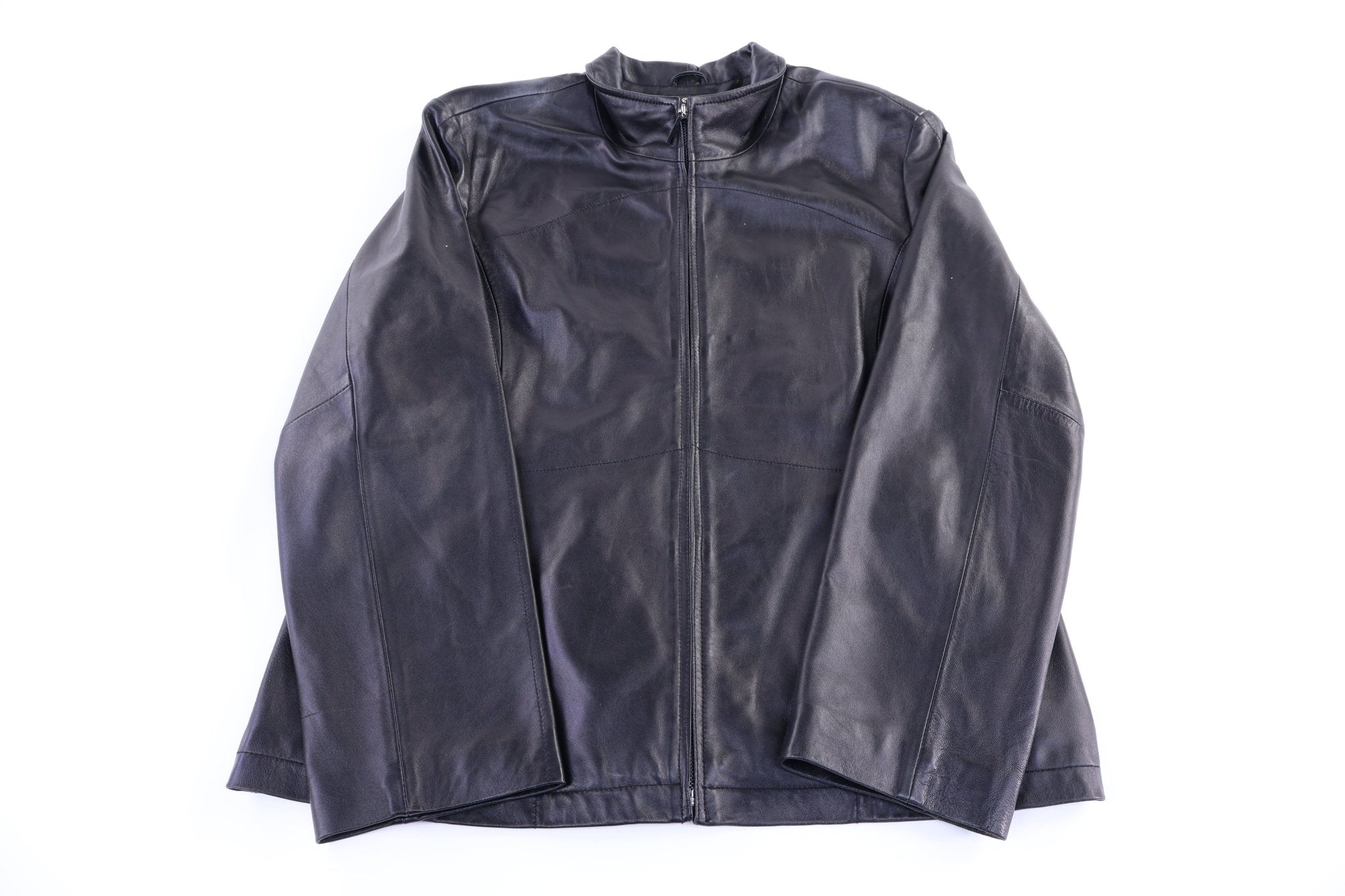 Women's George Black Full Zip Leather Jacket - Jacket - Thrifted Threads