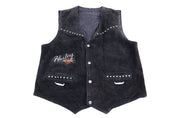 Women's Harley Davidson Black Suede Leather Biker Vest - Vest - Thrifted Threads